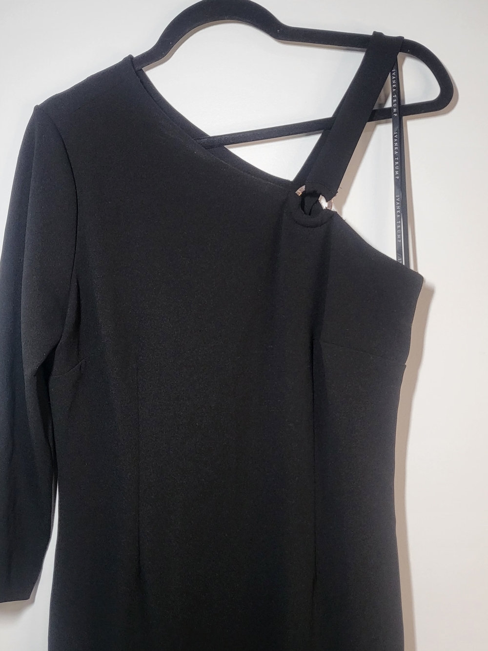 Ivanka Trump Black One-Shoulder Midi Dress with Strap Accent - Picture 2 of 7